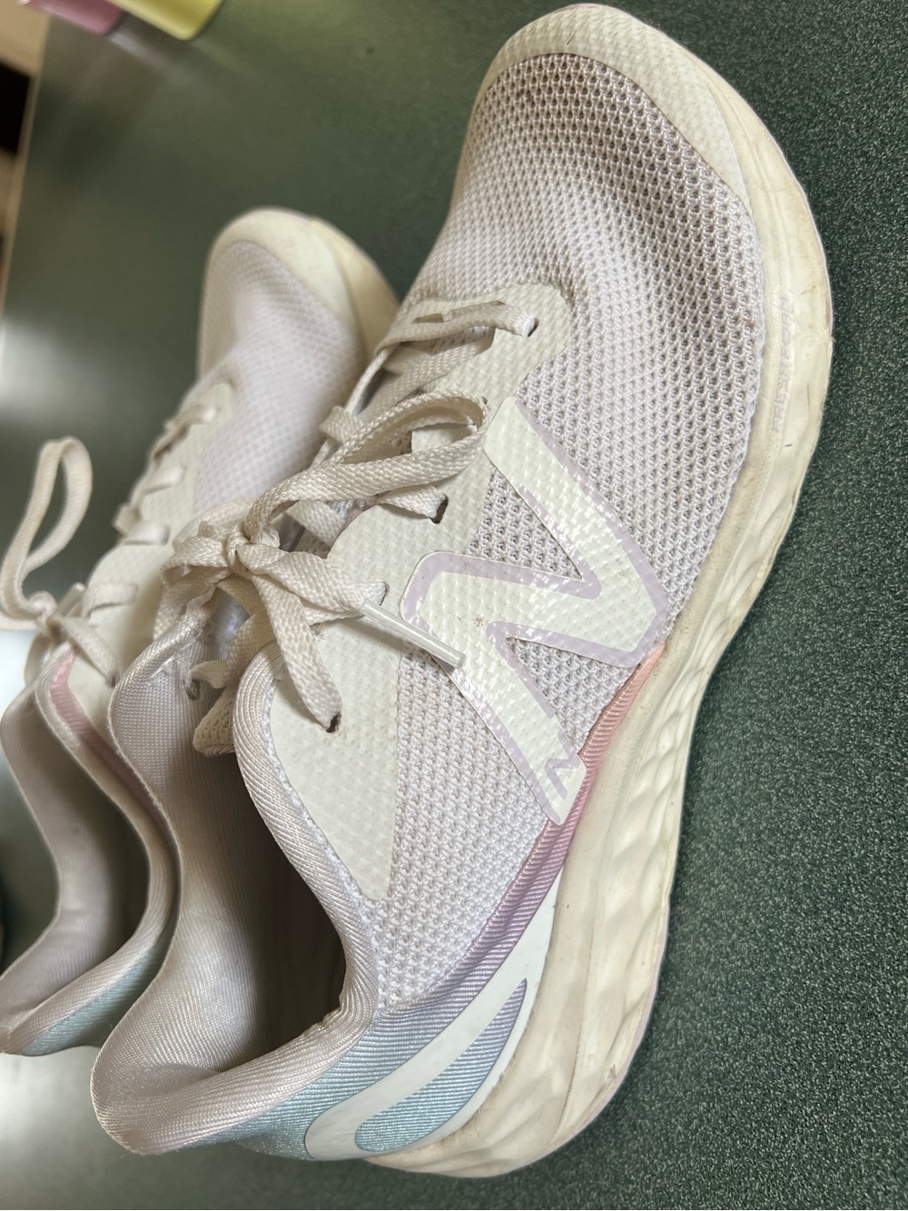 New Balance Women's Cream Mesh Running Shoes with Light Pink Accents